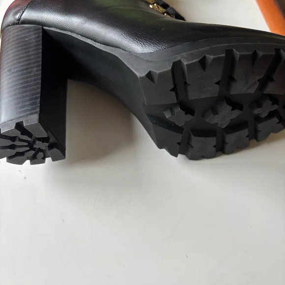 Shoe Dazzle Black Combat Boots with Buckle Detail - Picture 11 of 13